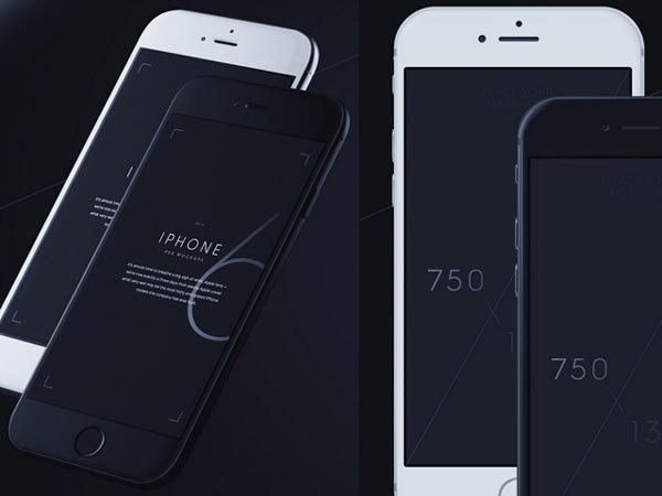 iPhone 6 mockups – 3/4 + front views 